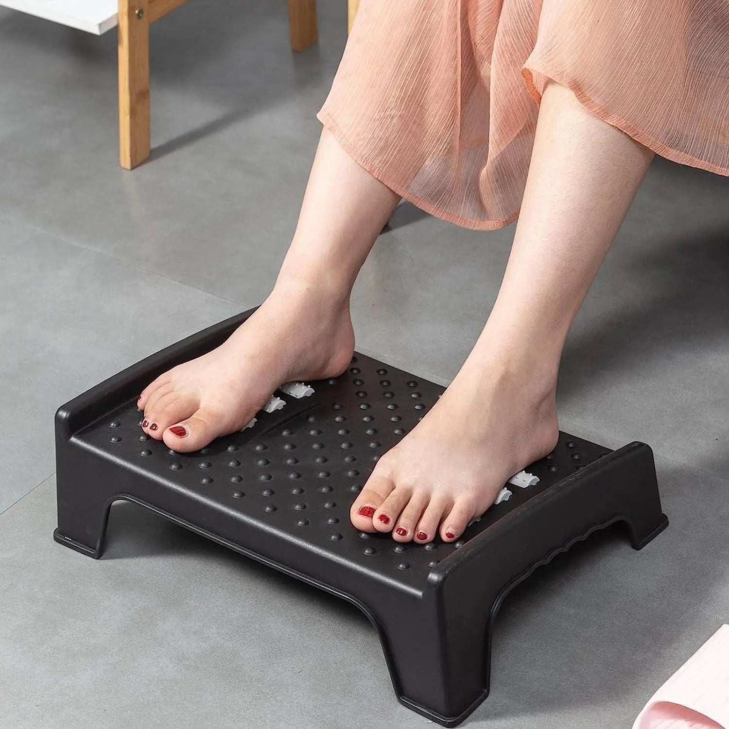 Foot Rest for Under Desk with Massage Particle and Roller
