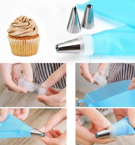 12 Piece Stainless Steel Cake Icing Frosting Piping Bag & Coupler Tips with Nozzles